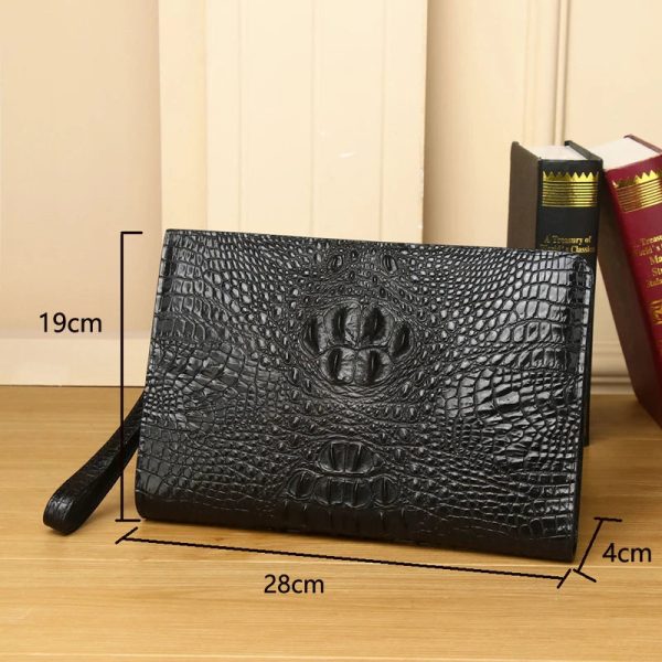 2023 Winter New Men's Crocodile Clutch Bag Briefcase High-quality Real Cowhide Envelope Clutch Bag Large Capacity Men's Bag