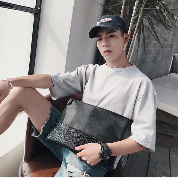 Badenroo Male Envelope bag Simple Alligator Crocodile Leather Business Male Clutch Shoulder bag Fashion Day Clutches Masculina