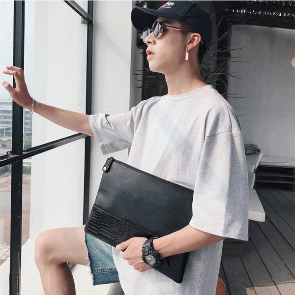 Badenroo Male Envelope bag Simple Alligator Crocodile Leather Business Male Clutch Shoulder bag Fashion Day Clutches Masculina
