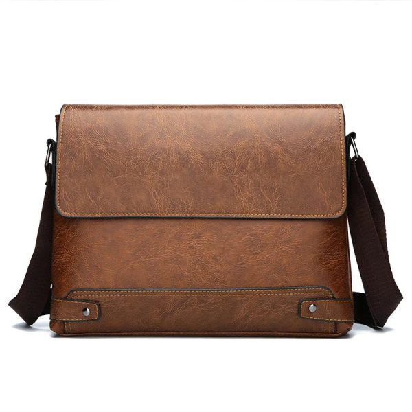 Briefcase Men Bag PU Leather Commuting Laptop Split Shoulder Executive Business Work Messenger Crossbody Side Bag Husband Male