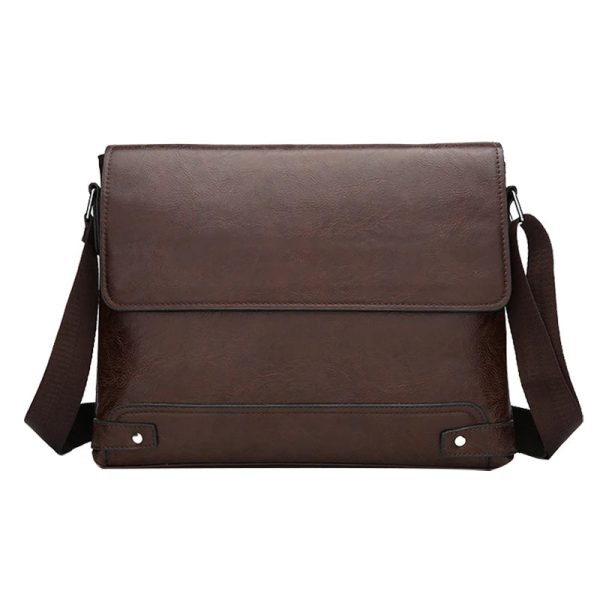 Briefcase Men Bag PU Leather Commuting Laptop Split Shoulder Executive Business Work Messenger Crossbody Side Bag Husband Male