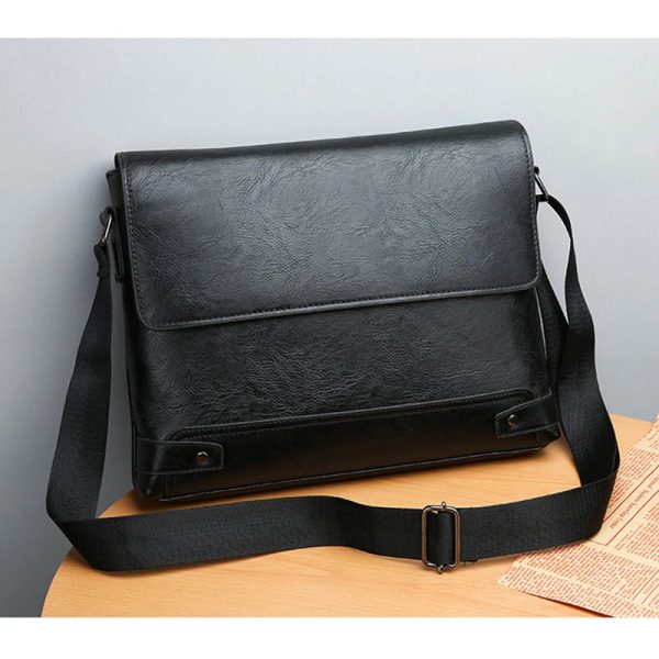 Briefcase Men Bag PU Leather Commuting Laptop Split Shoulder Executive Business Work Messenger Crossbody Side Bag Husband Male