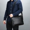 Briefcase Men Bag PU Leather Commuting Laptop Split Shoulder Executive Business Work Messenger Crossbody Side Bag Husband Male