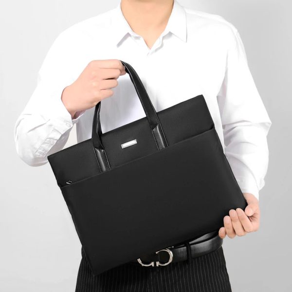 Business Briefcase Polyester Water-resistant Men's Business Light Handbag Large Capacity Computer Bag Casual Crossbody Bag