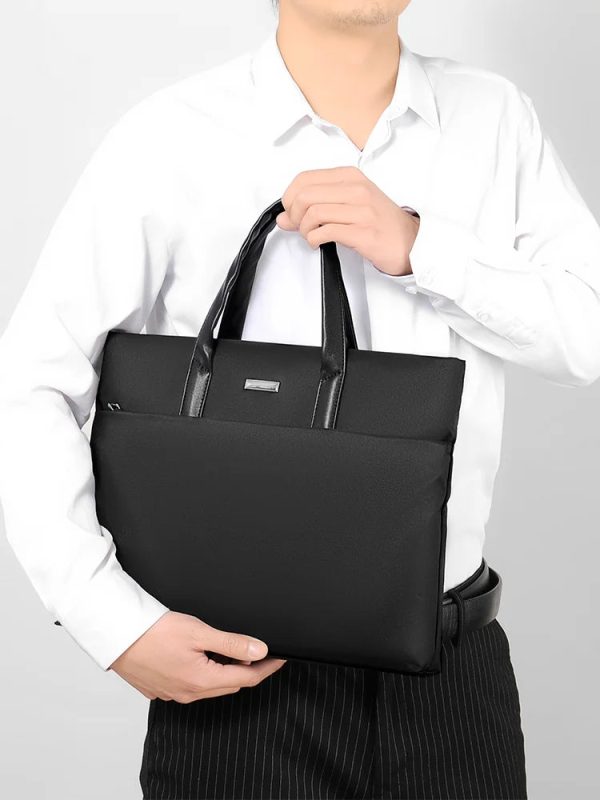 Business Briefcase Polyester Water-resistant Men's Business Light Handbag Large Capacity Computer Bag Casual Crossbody Bag
