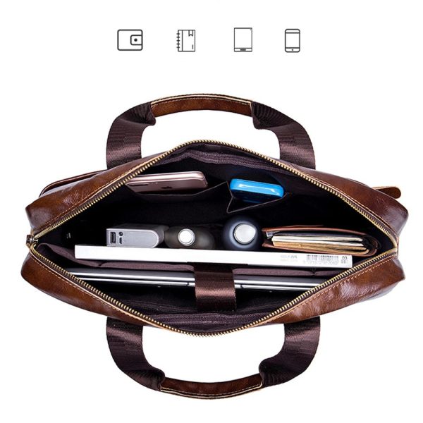Business Briefcase Shoulder Messenger Bags Men's Genuine Leather 14-inch Laptop Bag's Men's Briefcase Office Business Handbag