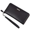 Fashion Men's Long Mobile Phone Bag Business Leather Multi Function High Capacity Zipper Wallet with Hand Belt