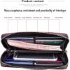 Fashion Men's Long Mobile Phone Bag Business Leather Multi Function High Capacity Zipper Wallet with Hand Belt