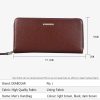 Fashion Men's Long Mobile Phone Bag Business Leather Multi Function High Capacity Zipper Wallet with Hand Belt