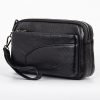 Genuine Leather Hand Bags For Men Large Capacity Money Purse Cell Mobile Phone Pocket Women Soft Double Zipper Male Clutch Bags