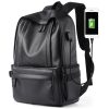 Leather Backpack for Men, 14 inch Laptop Backpack, Travel Daypack with USB Port, Water Resistant Leather Business Daypack