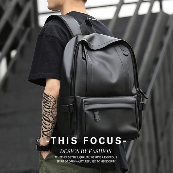 Leather Backpack for Men, 14 inch Laptop Backpack, Travel Daypack with USB Port, Water Resistant Leather Business Daypack