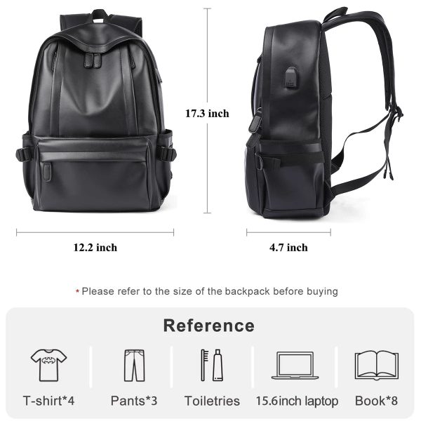Leather Backpack for Men, 14 inch Laptop Backpack, Travel Daypack with USB Port, Water Resistant Leather Business Daypack