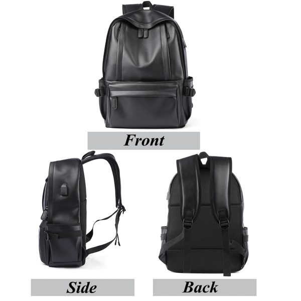 Leather Backpack for Men, 14 inch Laptop Backpack, Travel Daypack with USB Port, Water Resistant Leather Business Daypack