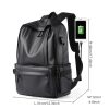 Leather Backpack for Men, 14 inch Laptop Backpack, Travel Daypack with USB Port, Water Resistant Leather Business Daypack
