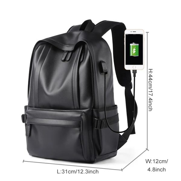 Leather Backpack for Men, 14 inch Laptop Backpack, Travel Daypack with USB Port, Water Resistant Leather Business Daypack