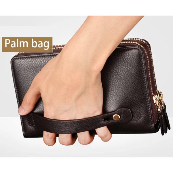 Leather Clutch Bag for Man Long Wallet Fashion Luxury Purse Square Bolsas Card Phone Pouch Hand Porter Bag Male Men'S Necessaire