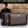 Leather Clutch Bag for Man Long Wallet Fashion Luxury Purse Square Bolsas Card Phone Pouch Hand Porter Bag Male Men'S Necessaire