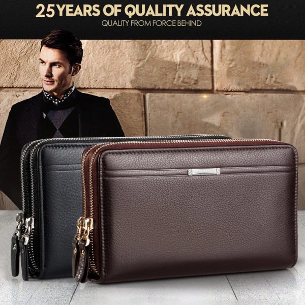 Leather Clutch Bag for Man Long Wallet Fashion Luxury Purse Square Bolsas Card Phone Pouch Hand Porter Bag Male Men'S Necessaire