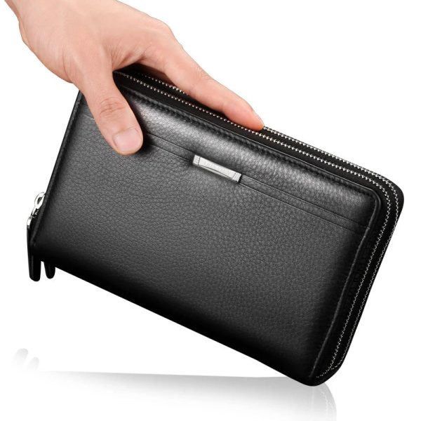 Leather Clutch Bag for Man Long Wallet Fashion Luxury Purse Square Bolsas Card Phone Pouch Hand Porter Bag Male Men'S Necessaire