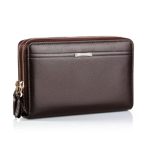 Leather Clutch Bag for Man Long Wallet Fashion Luxury Purse Square Bolsas Card Phone Pouch Hand Porter Bag Male Men'S Necessaire