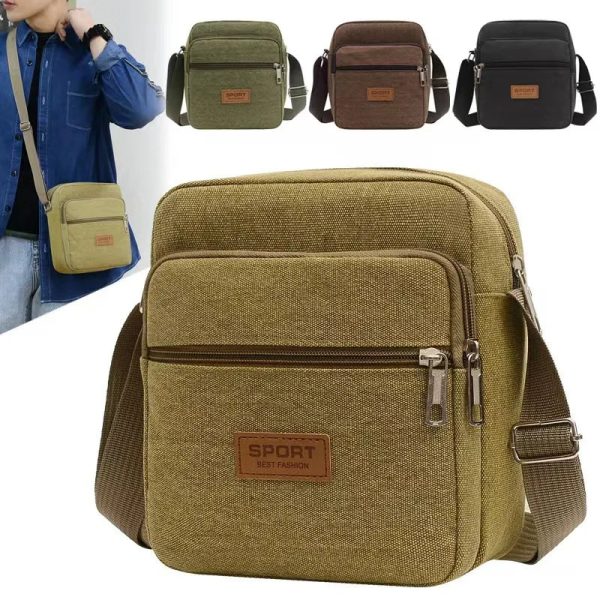 Men Canvas Shoulder Bags Casual Tote Travel Men's Crossbody Bag Luxury Messenger Bags Multi Pocket Bag Men Purses And Handbags