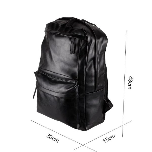 Men Women Laptop Backpack Large Leather Waterproof Travel Rucksack School Black Bag Soft New Adjustable Straps Backpacks