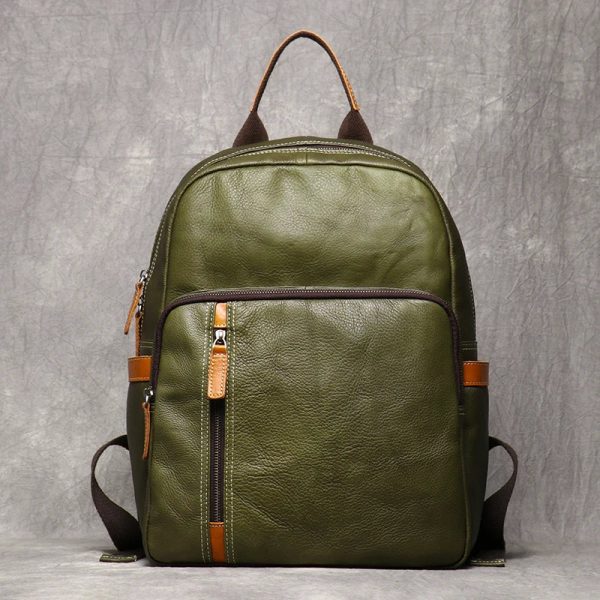 Men's Genuine Leather Travel Backpack Leisure College Teenager Backpacks School Backpack Man 15" Laptop Bag Leathfocus