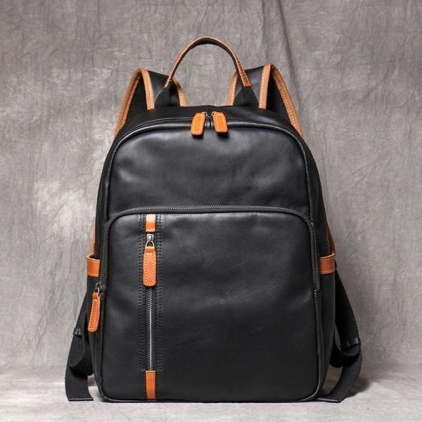 Men's Genuine Leather Travel Backpack Leisure College Teenager Backpacks School Backpack Man 15" Laptop Bag Leathfocus