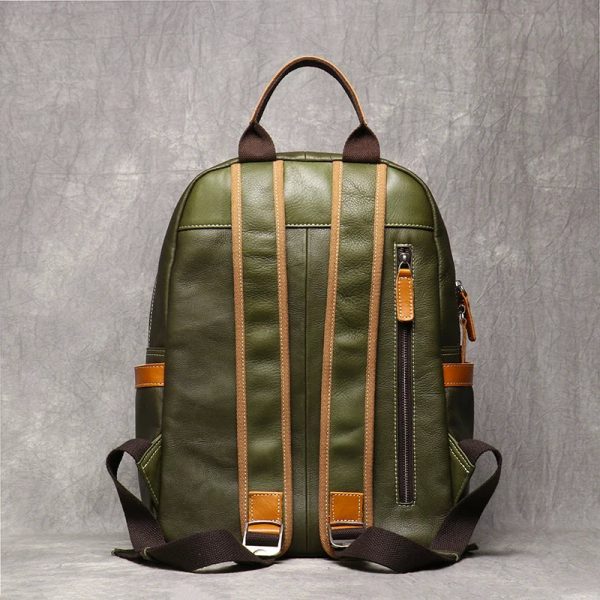 Men's Genuine Leather Travel Backpack Leisure College Teenager Backpacks School Backpack Man 15" Laptop Bag Leathfocus