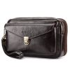 Men's Leather Clutch Purse Wallet Men Cowhide Wristlet Holder Wrist Bag Pack Business Cell Phone Cash Card Handbag