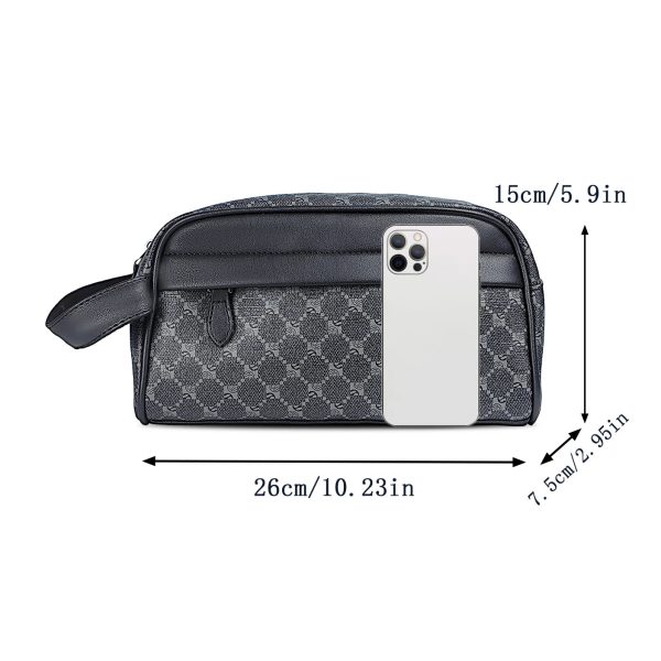 Men's New Fashion PU Print Clutch Bag, Large Capacity Wash Bag, Portable Fitness Storage Bag, Gift For Boyfriend Husband Father