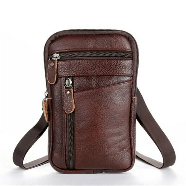 Men's Shoulder Bag Multi-Function Leather Messenger Bag Casual Crossbody Bags High Quality Male Purse Phone Men'S Chest Pack