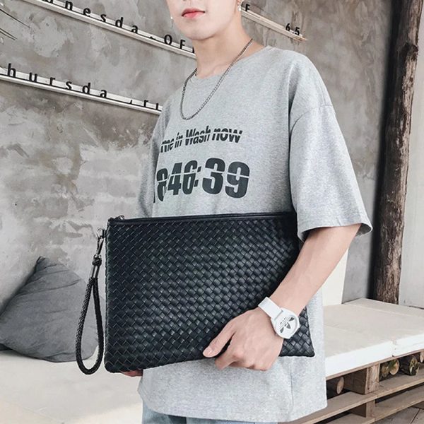 Men's Woven Large Capacity Clutch bag Thin Envelope Bag