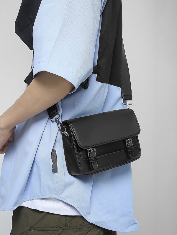 Minimalist Black Shoulder Bag Retro Male PU Leather Crossbody Bags Men's Small Messenger Bag for Men Suitable for Daily Use