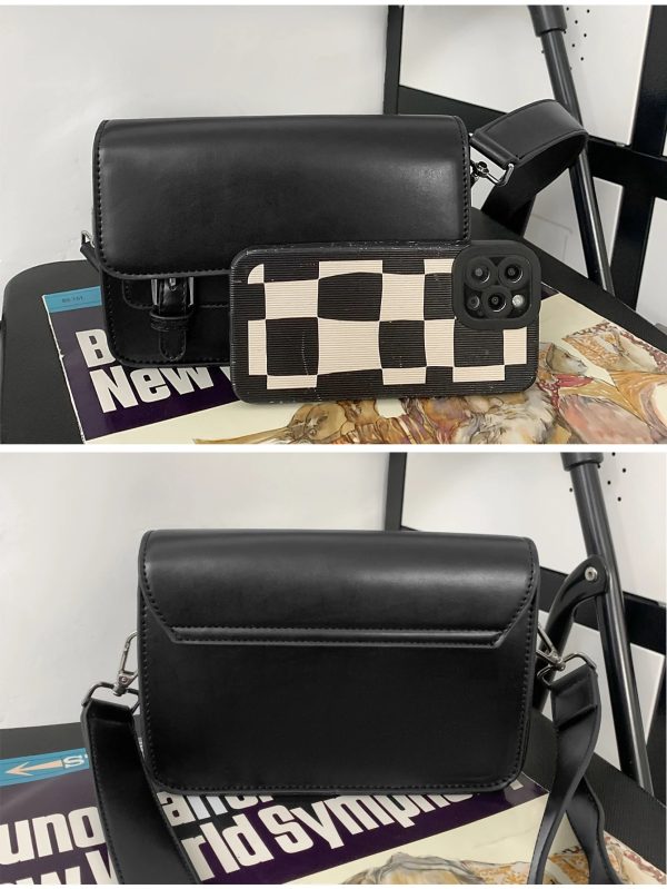 Minimalist Black Shoulder Bag Retro Male PU Leather Crossbody Bags Men's Small Messenger Bag for Men Suitable for Daily Use
