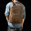 NASVA Genuine Leather Retro Backpack Men's Travel Backpack Business Travel Bag Laptop Bag School Bag For 15.6 Inch