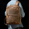 NASVA Genuine Leather Retro Backpack Men's Travel Backpack Business Travel Bag Laptop Bag School Bag For 15.6 Inch