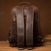 NASVA Genuine Leather Retro Backpack Men's Travel Backpack Business Travel Bag Laptop Bag School Bag For 15.6 Inch