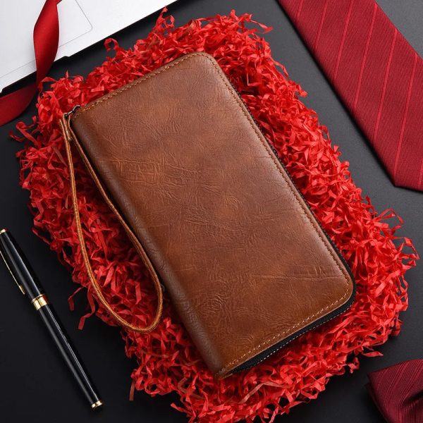 New Arrival PU Leather Men Wallets Large Capacity Driver License Phone Wallet Casual Male Clutch Long Zipper Coin Purses Carteir