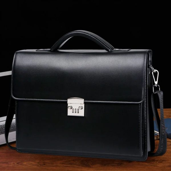 New Male Password Lock Briefcase Diagonal Package PU Leather Laptop Business Bag Men Shoulder Messenger Luxury Handbags Maleta