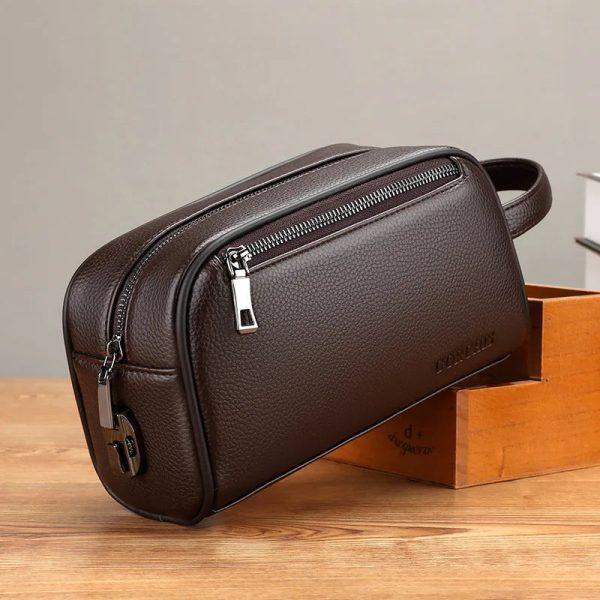 New Men's Clutch Bag Coded Lock Pu Leather Large Man Wallet Business Tote Bag for Phone 2024 Designer Male Handbag Purse