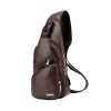 New USB Charging Chest Bag with Headset Hole Mens Multifunction Single Strap Anti Theft Chest Bag with Adjustable Shoulder Strap