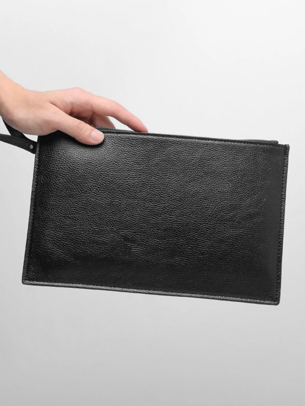 New texture men's clutch bag large capacity soft leather handbag trend double bag business men's bag