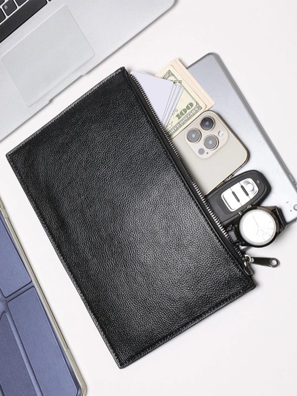 New texture men's clutch bag large capacity soft leather handbag trend double bag business men's bag