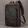 Newsbirds Genuine Leather Men Backpack15" Laptop Daypack Cow Leather School Bag Male Travel Bag Crazy Horse Leather Bagpack Male