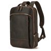 Newsbirds Genuine Leather Men Backpack15" Laptop Daypack Cow Leather School Bag Male Travel Bag Crazy Horse Leather Bagpack Male