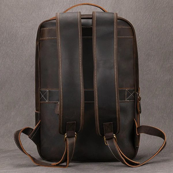Newsbirds Genuine Leather Men Backpack15" Laptop Daypack Cow Leather School Bag Male Travel Bag Crazy Horse Leather Bagpack Male