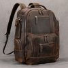 Newsbirds Genuine Leather Men Backpack15" Laptop Daypack Cow Leather School Bag Male Travel Bag Crazy Horse Leather Bagpack Male