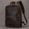 Newsbirds Genuine Leather Men Backpack15" Laptop Daypack Cow Leather School Bag Male Travel Bag Crazy Horse Leather Bagpack Male